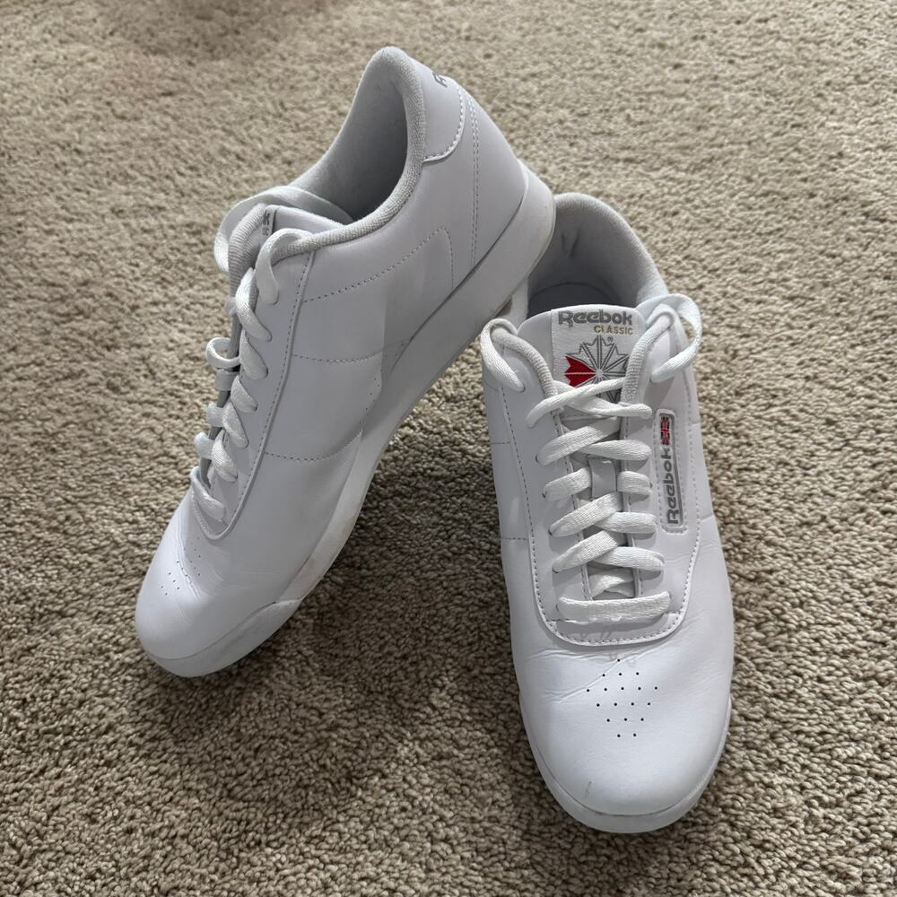 Reebok Classics Princess Gym Shoes Lace Up Sneakers White Women's Size 10